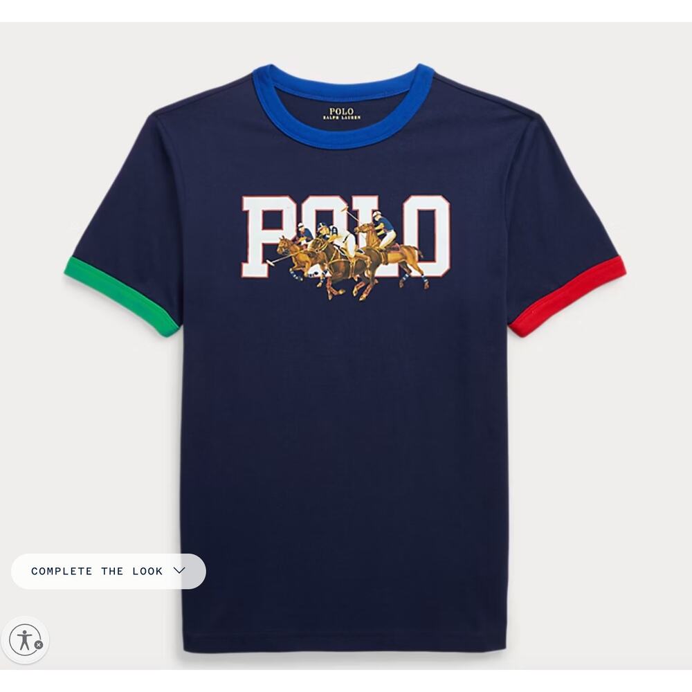Boys Polo Ralph Lauren - T-Shirts Triple-Pony Logo Cotton Tee - Size Large 12-14